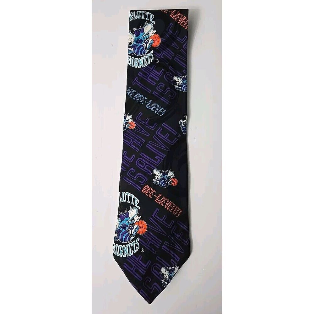 Charlotte Hornets NBA Vintage Neck Tie We Bee-Lieve! RM style 100% Silk